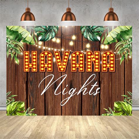 Buy Lofaris Havana Nights Wood Backdrop Palm Leaves Adult Birthday Party Photoshoot Photography ...