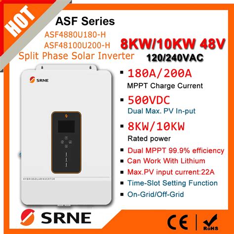 SRNE 8 10KW Max PV 500V 48V To 110 240VAC Hybrid Solar Inverter Suppor