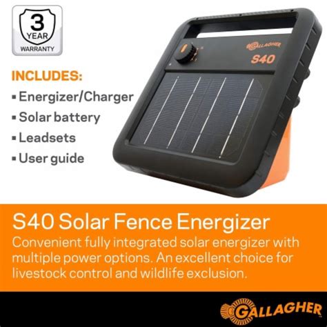 Gallagher Portable Solar Electric Fence Energizer With Solar Battery