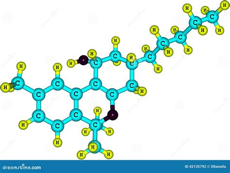 Tetrahydrocannabinol Molecular Structure On White Background Royalty ...