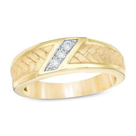 Previously Owned Mens 110 Ct Tw Diamond Three Stone Slant Ring In 10k Gold Zales Outlet