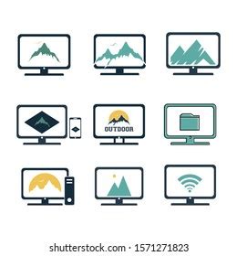 Computer Logo Design Vector Set Stock Vector (Royalty Free) 1571271823 ...