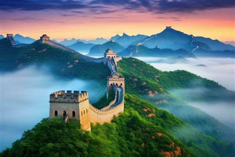 Great Wall Of China At Sunrise Great Wall Of China Is One Of The