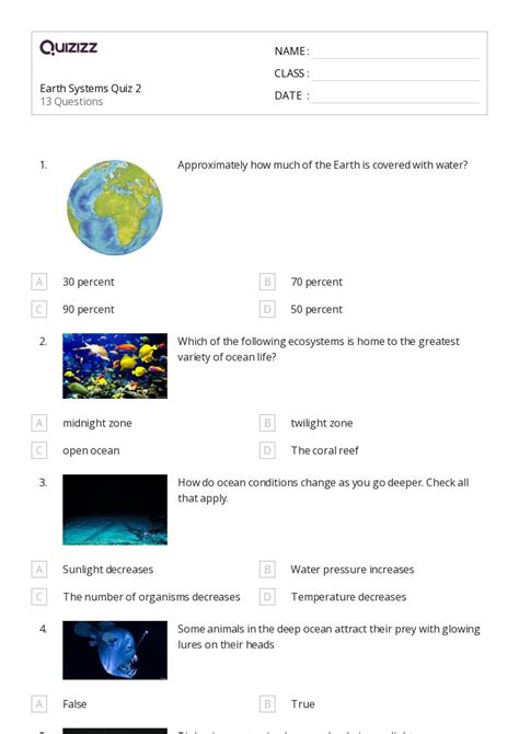 Earth S Systems Worksheets For Th Grade On Quizizz Free Printable