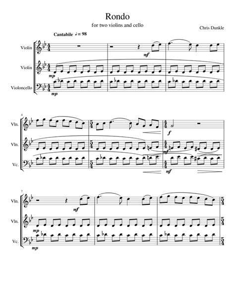 Rondo Sheet Music For Violin Cello Mixed Trio