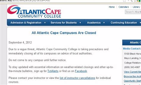 Atlantic Cape Community College Closes Campuses