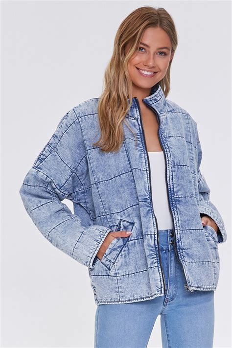 Acid Wash Quilted Denim Jacket