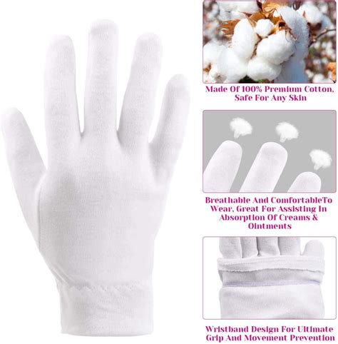 Selizo 100% Cotton Gloves for Dry Hands Eczema - 10 Pairs White Gloves ...