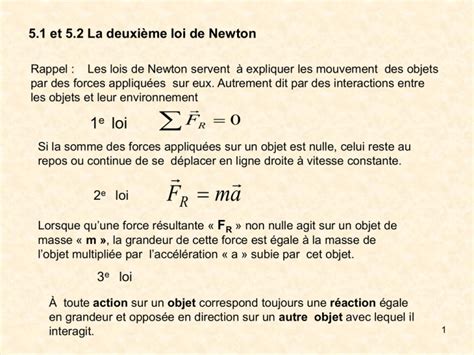 5 1 et 5 2 La deuxième loi de Newton