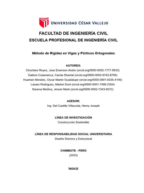 Grupo 6 Informe Sobre Método De Rigidez En Vigas Y Pórticos