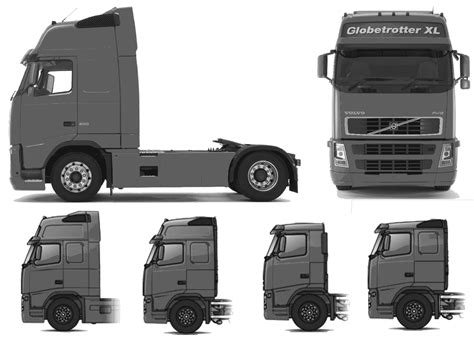 Volvo FH12 Globetrotter XL Heavy Truck Blueprints Free Outlines