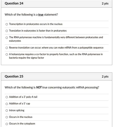 Solved Question Pts Which Of The Following Is A True Statement