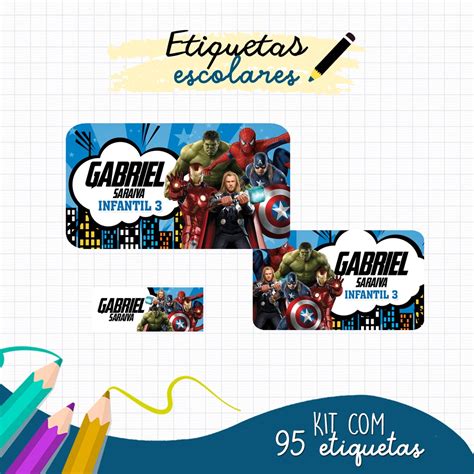 Etiqueta Escolar Vingadores Shopee Brasil