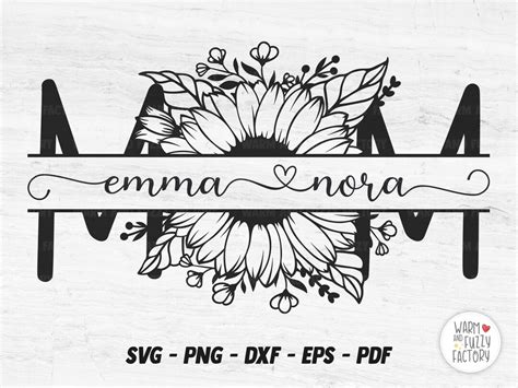 Split Mom Svg Mother S Day Svg Mom Monogram Svg Mom Sunflower Svg