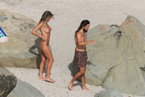 Heidi Klum Topless In St Barts Bare Breasts And Thong Bikini