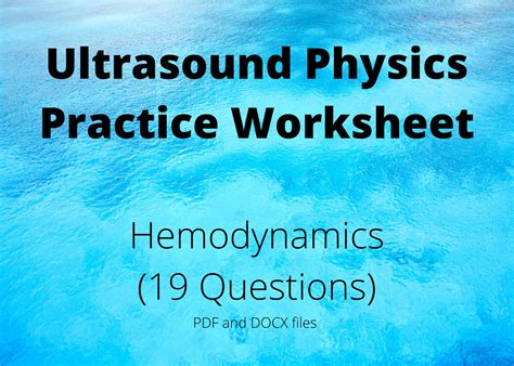 Sonographer Ultrasound Physics Practice Worksheet Etsy