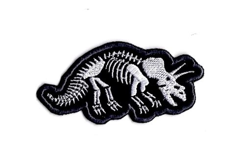 Dinosaur Patch Embroidered Fabric Iron On Triceratops Dinosaur Bones Applique Patch Etsy