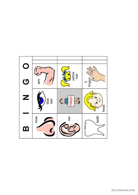 Bingo Body Parts English Esl Worksheets Pdf And Doc