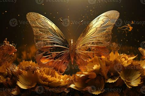 Golden Butterfly Wallpaper Fashion Generate Ai 23441696 Stock Photo At