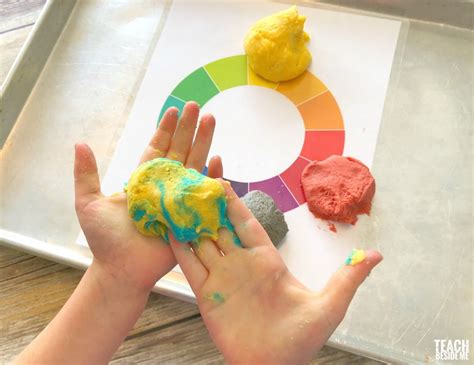 Rainbow Play Dough Color Mixing Teach Beside Me