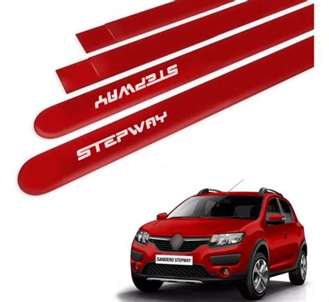 Friso Lateral Para Sandero Stepway Vermelho Vivo 04 Pçs