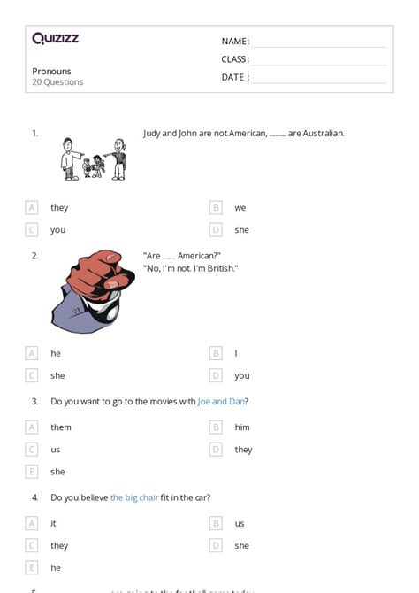 50 Pronouns Worksheets For 5th Grade On Quizizz Free Printable