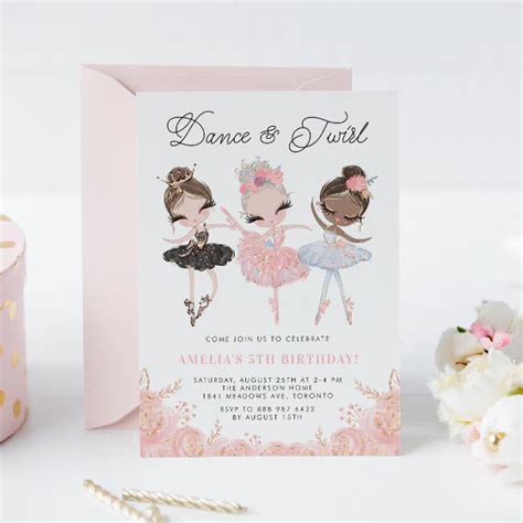 Watercolor Pretty Ballerinas Ballet Birthday Party Invitation Zazzle