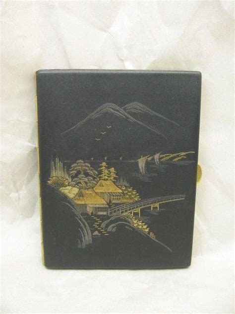 Vintage Japanese Amita Damascene Cigarette Case With Intricate Village