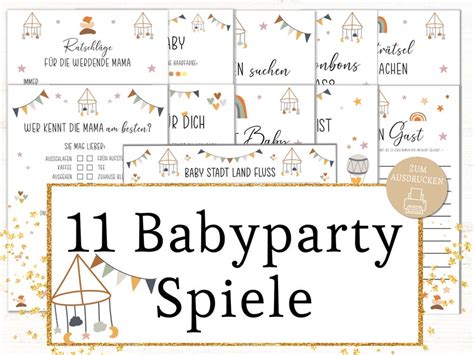 Babyparty Spiele Set Boho Baby Shower Party Spiele Deutsch Zum