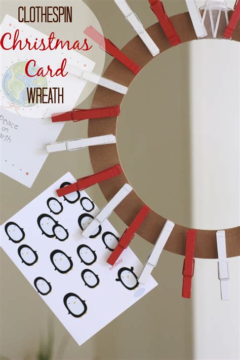 Clothespin Christmas Card Wreath Diy Catch My Party