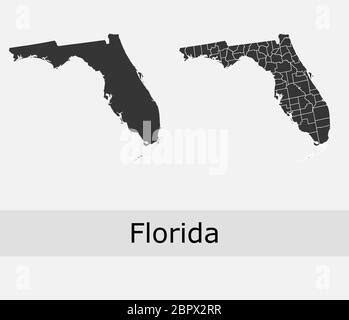 Florida State Outline Administrative And Political Map In Black And