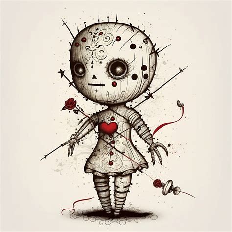 Voodoo Doll Tattoo Design White Background Png File Download High