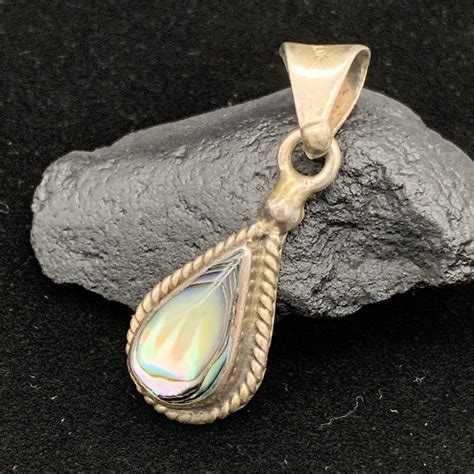 Abalone Pendant Sterling Abalone Shell Necklace Pendant Etsy