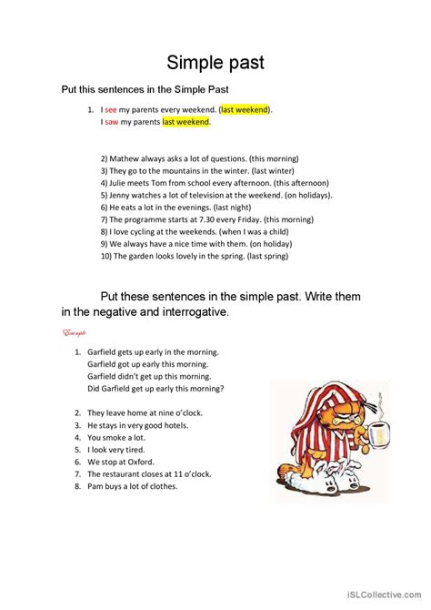 Simple Past General Grammar Practice Fran Ais Fle Fiches Pedagogiques