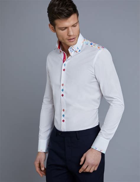 Men S Curtis White Slim Fit Limited Edition Shirt With Water Colors