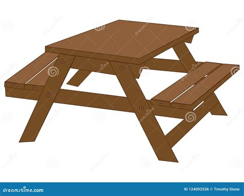 Wood Picnic Table Vector Drawing | CartoonDealer.com #124092536