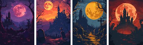 Halloween castle background design Royalty Free Vector Image