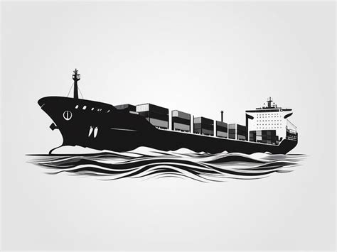 Container Ship Logo Monochrome Design Style Isolated On A White