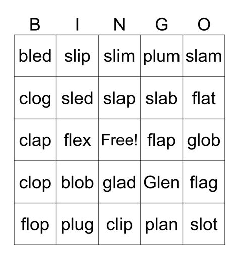 L Blends Bingo Card