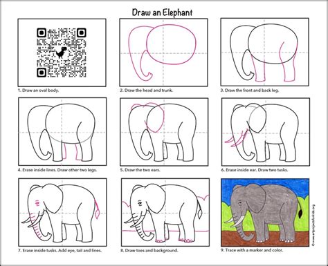 How To Draw A Cartoon Elephant Step By Step For Kids