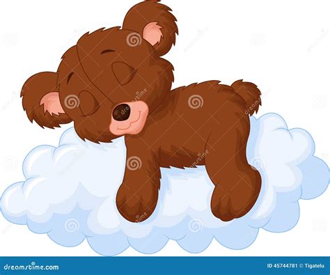 Cute Bear Cartoon Sleeping On The Cloud Stock Vector Illustration Of