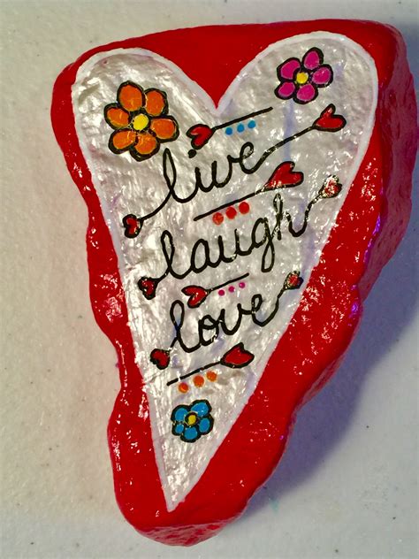 Heart Shaped Rock Live Laugh Love Painted Rock Heart Shaped