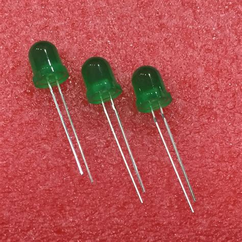 Pcs Mm Led Dip Green Diode Light Diffused Round Top Ma V Wide