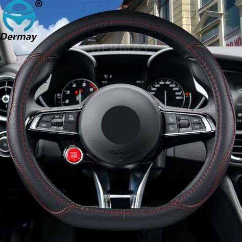 Practical DERMAY D Shape Car Steering Wheel Cover PU Leather For