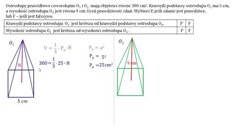Ostrosłupy Prawidłowe Czworokątne O1 I O2 Mają Objętości Równe 300 Cm3