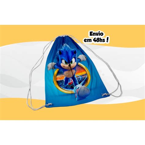 Mochilinha Sacolinha Personalizada Sonic X Cm Envio Imediato