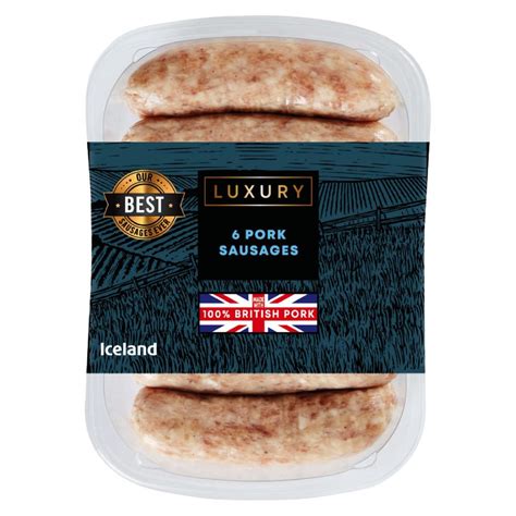 Iceland 6 Luxury Pork Sausages 340g Sausages Iceland Foods