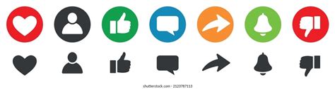 Set Social Media Icons Like Comment Stock Vector Royalty Free