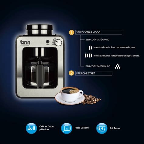 TM Electron Mini Cafeteira Elétrica Moinho 4 Chávenas 600W Prateada