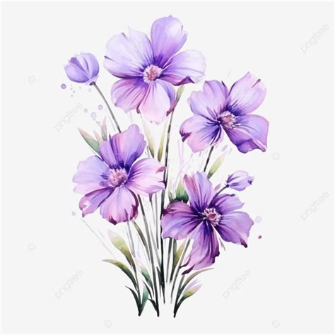 Cute Purple Flower Stationary Sticker Oil Painting Flower Purple